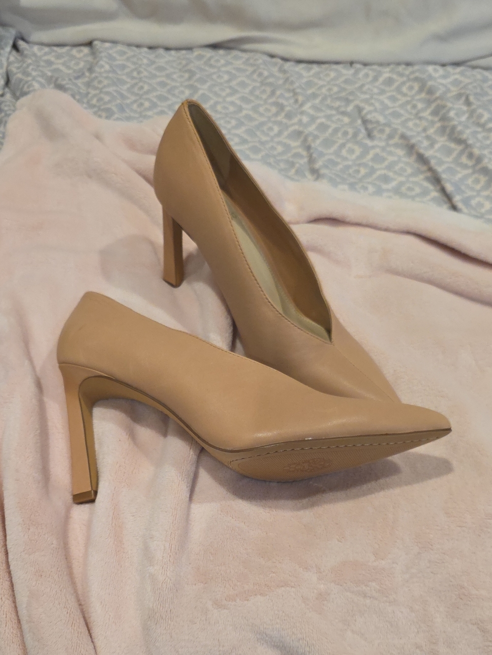 Vince Camuto Nude Pointed-Toe High Heels